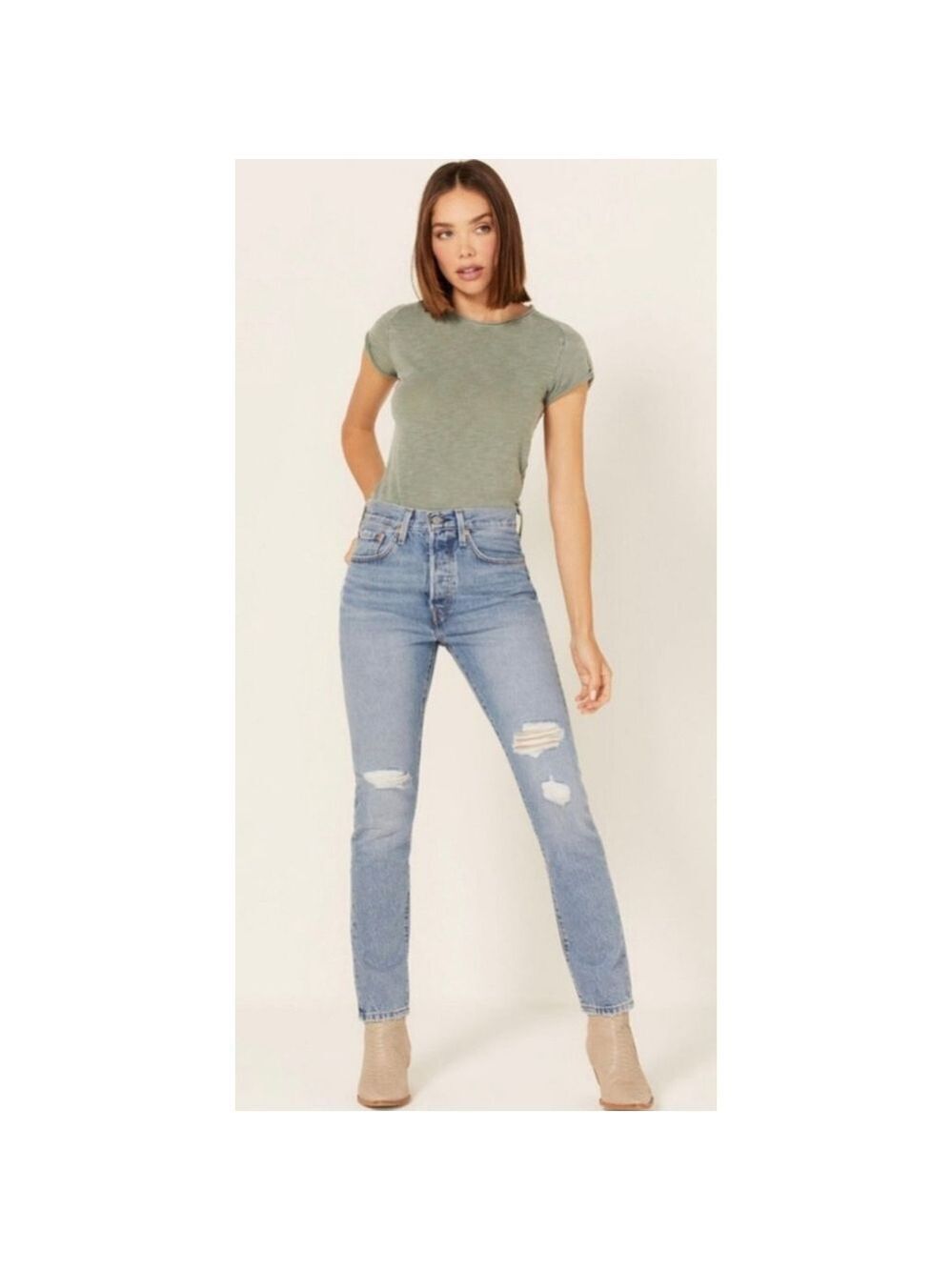 Levi's NWT 501 Women's Skinny Distressed Button-Up Jeans, 27x30